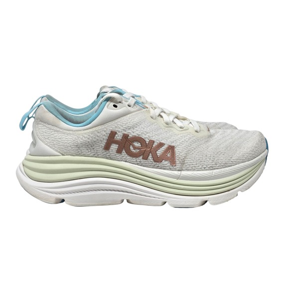Hoka Gaviota 5 Women's Running Shoes White Light Blue Copper Size 6B - Picture 6 of 11